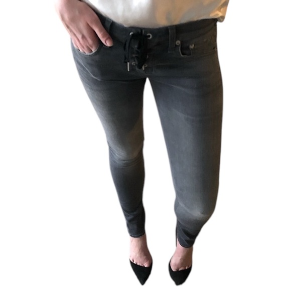 NWT RAG & BONE “ Lace Up Dre “ in AXL - Grey Wash Lace Up Skinny Jeans - Size 26 - Picture 4 of 16